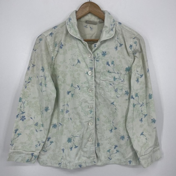 L.L.Bean Other - LL Bean Womens Petite Small Flannel Pajama Top Blue Floral Cotton